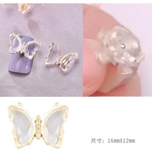 1Pcs Rotatable 3D Aurora Butterfly AB Snowflake Nail Art Design Charms Holographic Crystal Jewelry Glitter Rhinstones Decoration