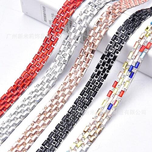 10Meters Silver Beaded Rhinestons Trim Iron On Diamond Crystal Ribbon Wrap Dress Trim Sewing Accessories DIY Wedding Decoration