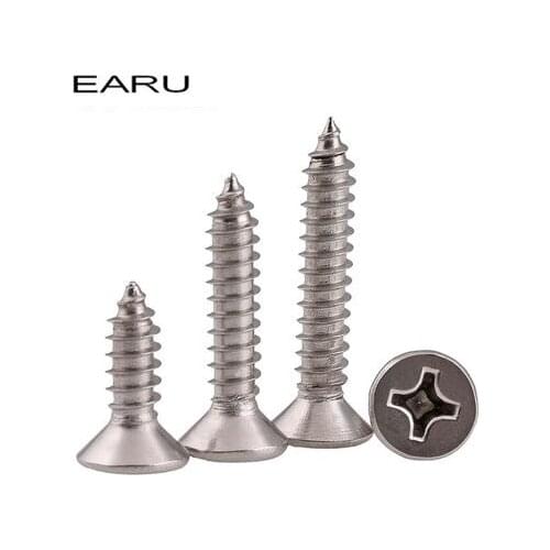 10pieces M5*80 316 Stainless Steel Countersunk Flat Head Self-tapping Wood Phillips Screws Bolt Factory Wholesale Good Quality