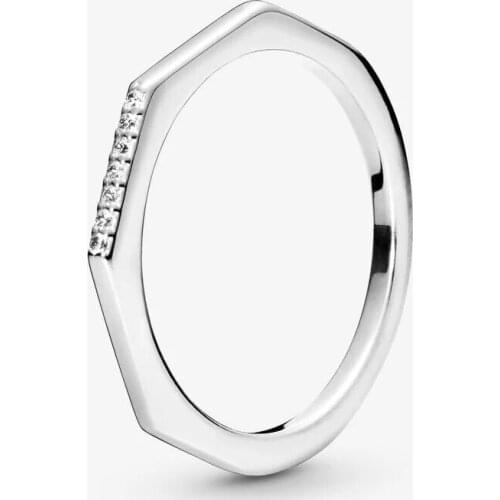 100% Authentic S925 Sterling Silver Clear CZ Multifaceted Finger Rings For Women Elegant Fine Jewelry Wholesale