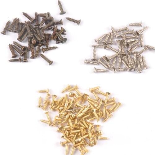 100Pcs Bronze/silver/golden Small Screws For Carpenters Furniture Box Hardware Accessories Flat-Head Screw Wood Working C2421