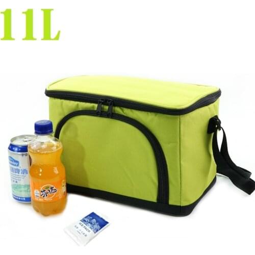 11L Green Oxford Thermal Cooler Bag Portable Waterproof Food Insulation Thermo Bag Camping Beach Bottle Ice Pack Cool Box