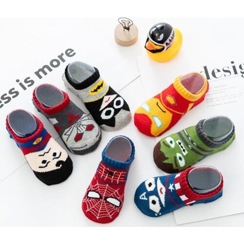 2 pieces/set of childrens boat socks 3-8 years old spring and summer socks cotton tide socks cartoon superhero characters