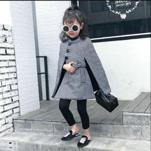 2019 Girl Kids Plaid Coat Winter Cloak Overcoats Baby Girls Thick Warm Coats Jackets Children Clothes Outfit