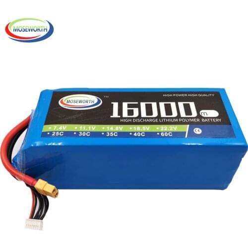 RC LiPo Battery 6S 22.2V 16000mAh 25C For RC Helicopter Drone Quadcopter Airplane Car Boat Truck 16A Batteries LiPo 6S RC AKKU
