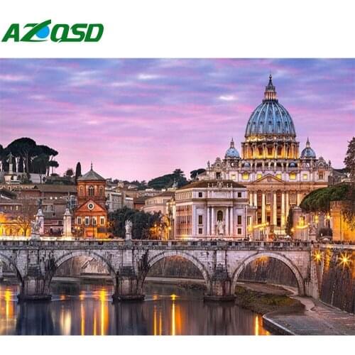 AZQSD Diamond Painting City Cross Stitch Picture Of Rhinestones Diamond Embroidery Scency Mosaic Full Square Drill Handmade Gift