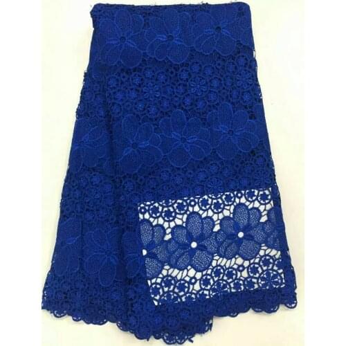 Free Shipping high quality swiss voile lace Dubai dry cotton African lace fabrics Royalblue color mesh textile material