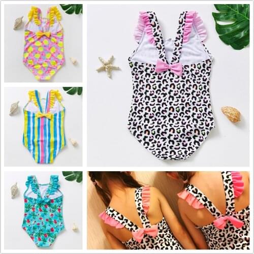 2021 One Piece Swimsuit Brand New Kids Baby Girls Leopard Bikini Colorful Swimwear Swimsuit Bathing Suit Beachwear High quality