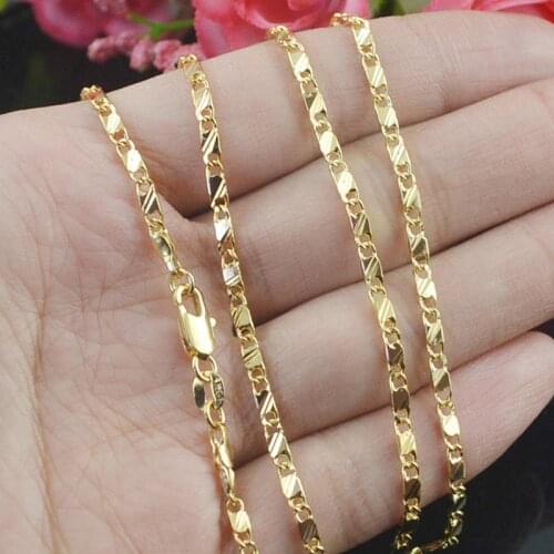 1 Pc Hot Sale Fashion Exquisite Jewelry Gold Filled Golden DIY Chain Necklace Size 16-30 Inches for Women Men