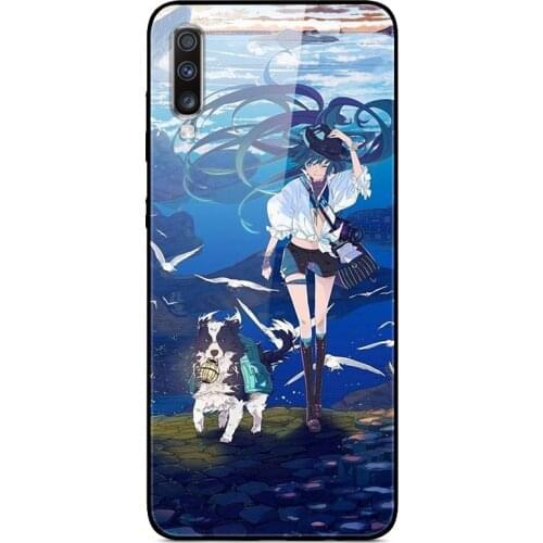 For Samsung Galaxy A70 Phone Case Tempered Glass Case Back Cover With Black Silicone Bumper Series 3