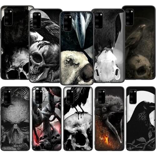 T42 Crow Skull Raven Moonlight Case for Samsung A2 A3 A5 A6 A7 A8 A9 A10S A20S A30S A40S A50S A70S J4 J6 J7 J8 Plus Prime