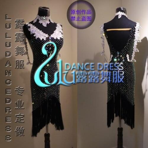 Black latino Samba Costume vestito Sexy Salsa latino dancewear latino sala da ballo di danza in costume cha-cha