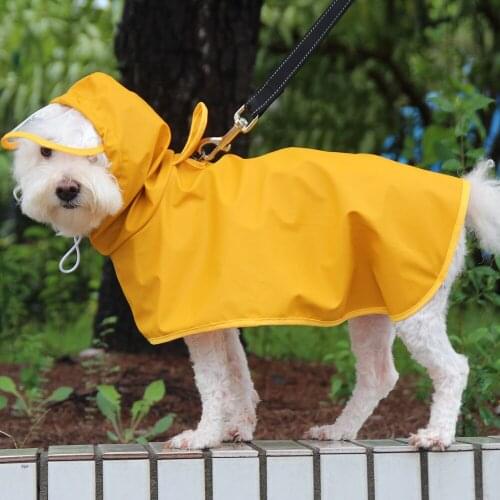 Dog Raincoat PU Hooded Pet Poncho Belly Protector And Anti-dirty Waterproof Dog Clothes Hooded Raincoat To Keep Out The Rain
