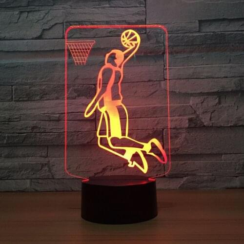 Slam Dunk Play Basketball 3D LED Lamp Lighting 7 Color Change Sport 3D Night Light Home Room Decoration Best Friends Child Gift