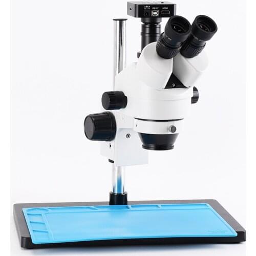 Hayear 34MP Industrial Camera 7-45X Trinocular Stereo Microscope FHD 60FPS with Stand Silicone Pad for PCB Repair Soldering