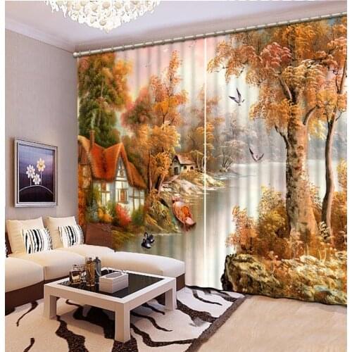 Oil Painting Landscape Curtains Luxury Window Curtain For The Bedroom Living Room Photo Sheer Curtains For Home Hotel Decor