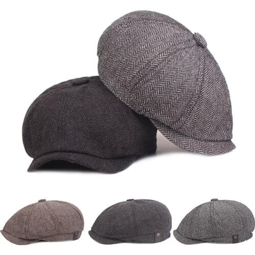 2020 New Unisex Spirng Newsboy Caps Men And Women Warm Tweed Octagonal Hat For Male Detective Hats Vintage Flat Caps chapeau
