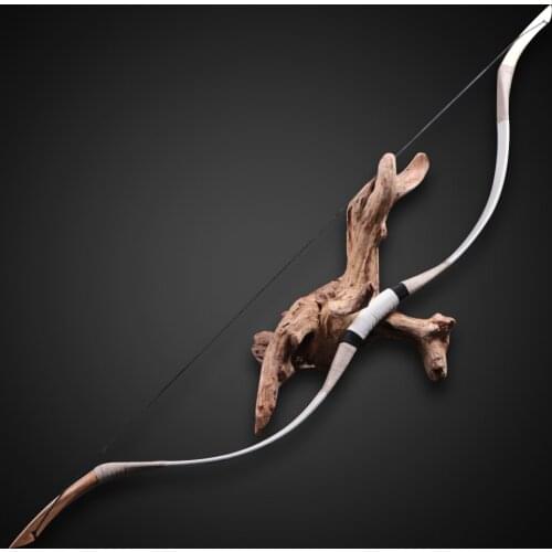 Hot Sale Traditional Archery Bow One-Piece Outdoor Recurve Bow Genuine Leather Wooden Bow 30-70 Lbs 136cm Fiberglass Bow Limbs