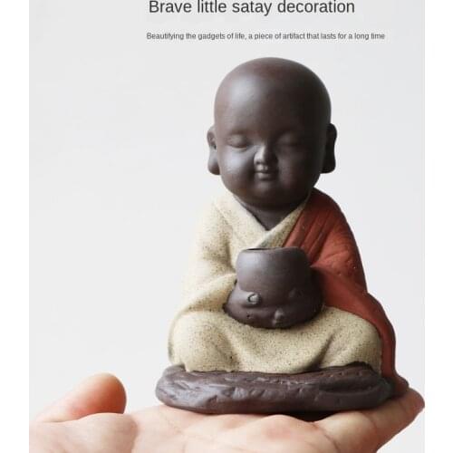 Little Monk Tea Favor Cute Buddha Sand Fine Tea Pet Ornaments Tea Ceremony Utensils Handicrafts Purple Clay Ornaments Yixing