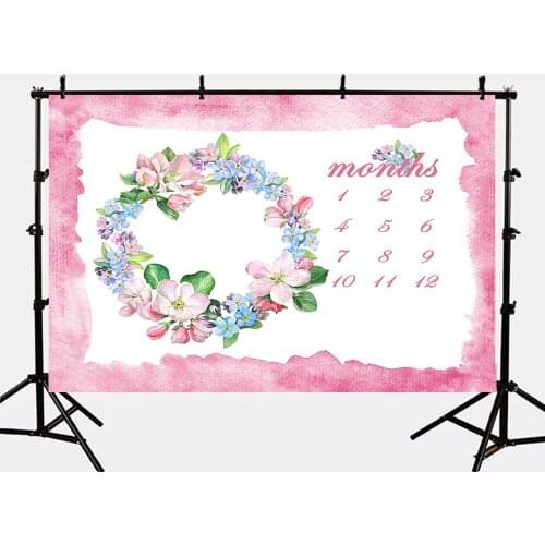Mehofoto Pink Flower Backdrops Newborn Months Background for Photography Studio Baby Shower Photo Shoot S-2759