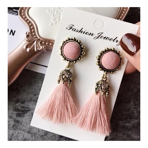 KNOCK Fashion Vintage For Women Bright Brick Earrings Flower 5 colors Long Tassel Drop Earrings Dangle Jewelry