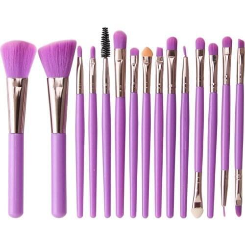 15pcs Reusable Makeup Brush Set Portable Fluorescence Cosmetic Tool Professional Universal Daily Home Travel Powder Blending