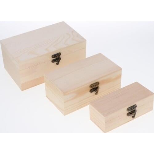 Unpainted Wood Jewelry Box Gift Packing Box Clamshell Jewels Display Boxes Storage Trinkets Gift Case Gift Packing Box