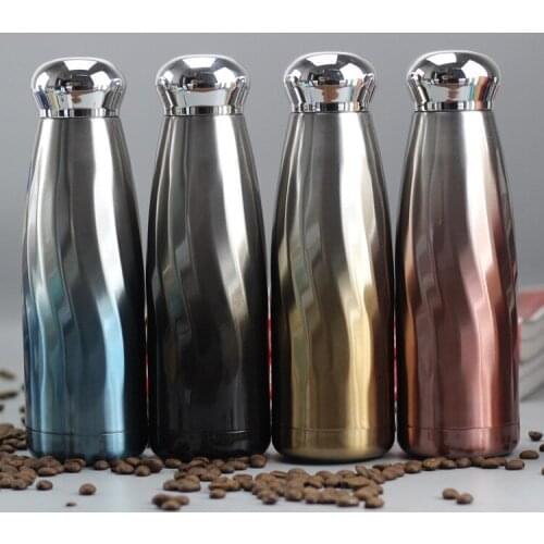 Stainless Steel Thermos Vacuum Flask Bottle 400ml Coffee Milk Cup Lovers Gradient Color Outdoor Travel Sport Hot Water Bottles
