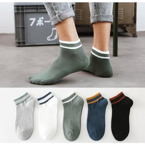 5 Pairs/Lot Hot Sale Mens Socks Breathable Comfortable Cotton Short Socks Fashion Striped Spring Summer Male Casual Socks Homme