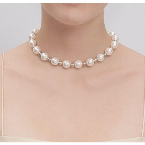 Liemjee Wholesale Fashion Personality Party Jewelry Round Bead Pearls Necklace For Women Feature Namour Charm Gift All Seasons