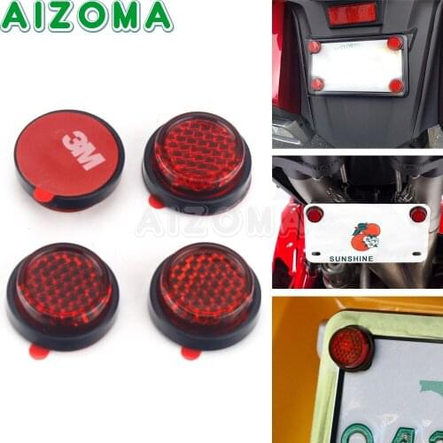 22mm Tail License Number Plate Reflector Sticker Plastic Safety Warning Reflectors Red for Street Bike Motorcycle Off Road Truck