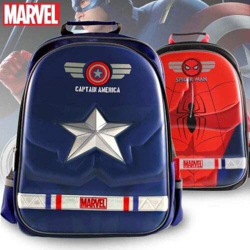 Disney Marvel School Bags For Boys Spider Iron Man Captain America Sudent Shoulder Backpack Large Capacity Water Proof Mochila