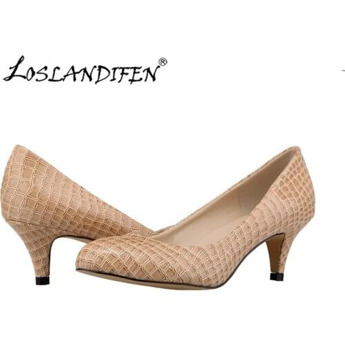 Faux Crocodile Shoes Woman Office Ladies Women High Heels Point Toe Pumps Sapatos Femininos Salto 332-1EY