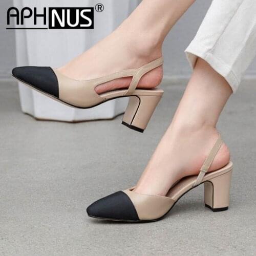 APHNUS Womens Sandals Sexy Low Mid Heels Pumps Flats Mixed Colors Woman 2021 Shoes For Women New