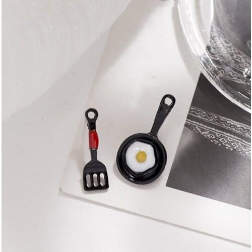 Womens Earrings Funny Asymmetric Shovel Pan Fried Egg Enamel Stud/drop Earrings Pan Shaped Earrings Spatula Earrings Black Cute