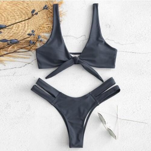 Summer Women Bikini Multi Color Sexy Solid Color High Waist Split Swimsuit Купальник Female 2021 Maillot De Bain Swimwear #T4