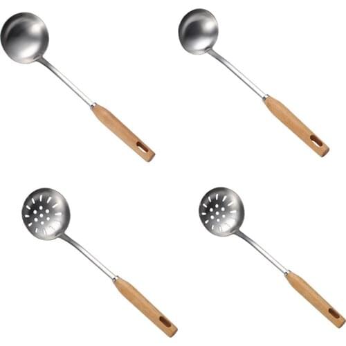 1Pcs 304 Stainless Steel Soup Spoon, Pot Spoon, Colander, Filter Spoon, Frying Spoon, Kitchen Cooking Tools Kitchenware
