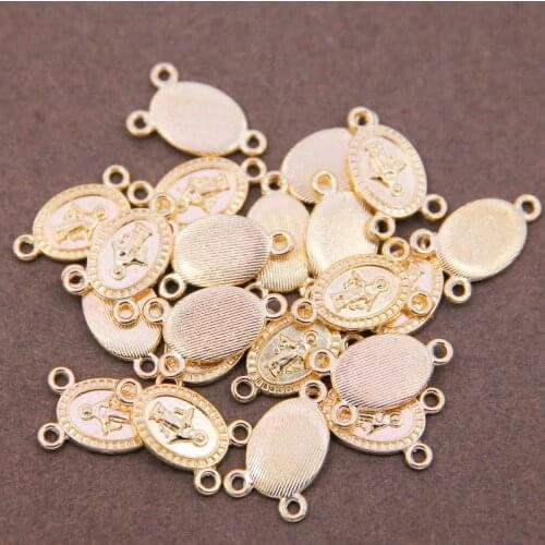 10pcs Zinc Alloy Charms Golden Oval Coin Virgin Mary Charms Pendant For DIY Fashion Necklace Jewelry Bracelet Making Accessories
