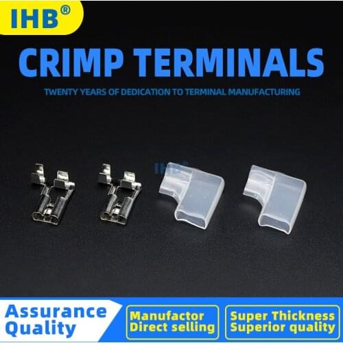 100PCS 6.3 Terminal Block Flag Type Plug Spring L Type Cold Press Terminal Elbow Plug Spring Terminal Plug Spring Terminal Block