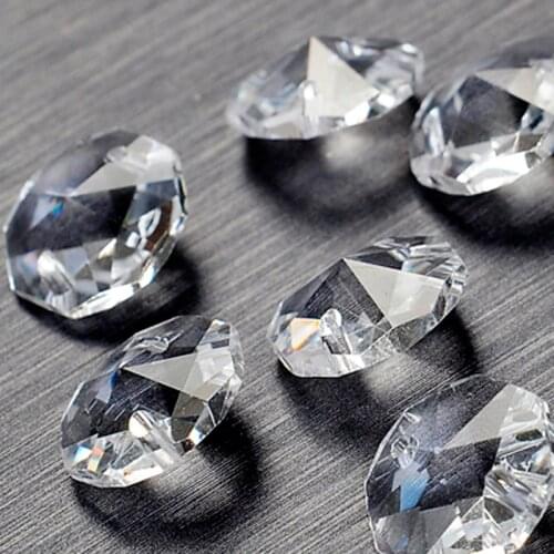 100Pcs/lot 18mm 2 holes Crystal Octagon Bead Prism Chandelier Crystal