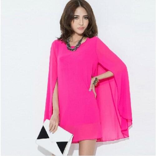 2020 Summer Women fashion Batwing sleeve chiffon dresses,Ladies Elegant sexy dress,Plus Size girl dresses vestidos S- 5XL 6XL