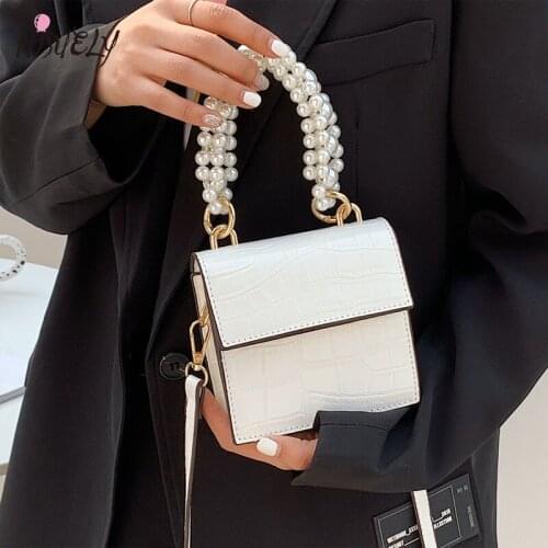 2021 New Fashion Small Bag Women Mini Bag 2021 New One-shoulder Diagonal Bag Fashion Pearl Portable Small Square Bag BG1322