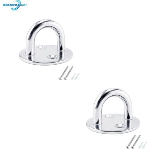 2X 8mm Stainless Steel Round Pad Eye Plate Staple Ring Hook Hardware Shade Sail Sailboat Kayaking Canoe Boat Yacht Yoga Hardware