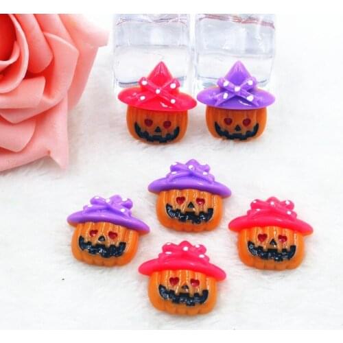 30pcs/lot kawaii resin Halloween pumpkin flat back resin cabochons accessories26*27MM