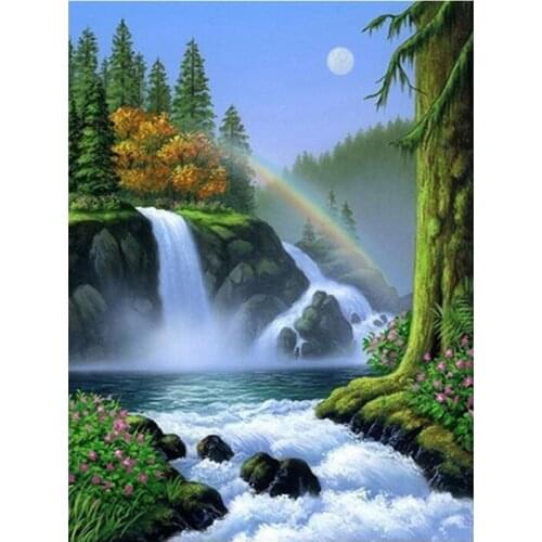 5D Diamond Embroidery Landscape Waterfall DIY Diamond Painting Rhinestones Diamond Mosaic Crafts Gifts