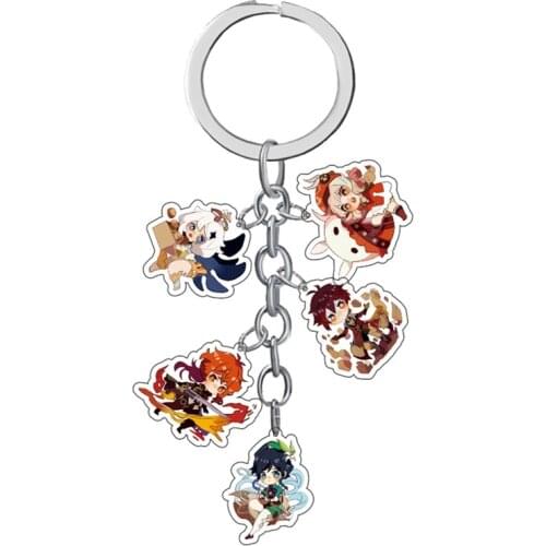 Genshin Impact Zhongli Diluc Keychain Cosplay Game Character Venti Paimon Tartaglia Mona Acrylic Keyring Gifts