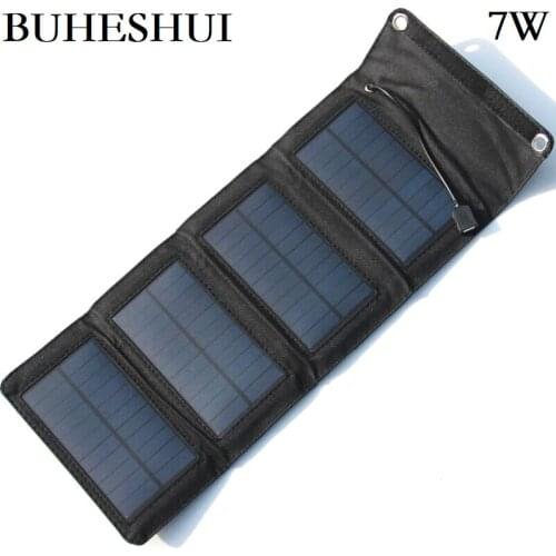 BUHESHUI 7W Foldable Solar Charger for Mobile Phone Monocrystalline Solar Panel Charger Mobile Power Bank Charger Free Shipping