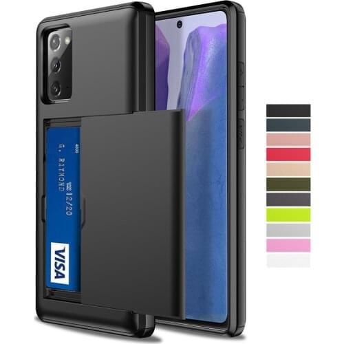 Slide Card Slots Holder Case For Samsung Galaxy S20 FE S21 S30 Note 20 Ultra 10 9 8 S10 S9 S8 Plus S6 S7 Edge S21+ Case Cover
