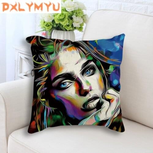 Decorative Cushion for Sofa Pillowcase Fashion Young Lady Oil Painting Print Linen Cushion Home Decor