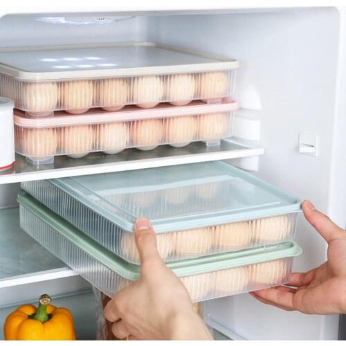 Refrigerator Egg Storage Box 24-Eggs Holder Food Container Dumplings Vegetable Egg Holder Stackable Crisper Kitchen Organizer